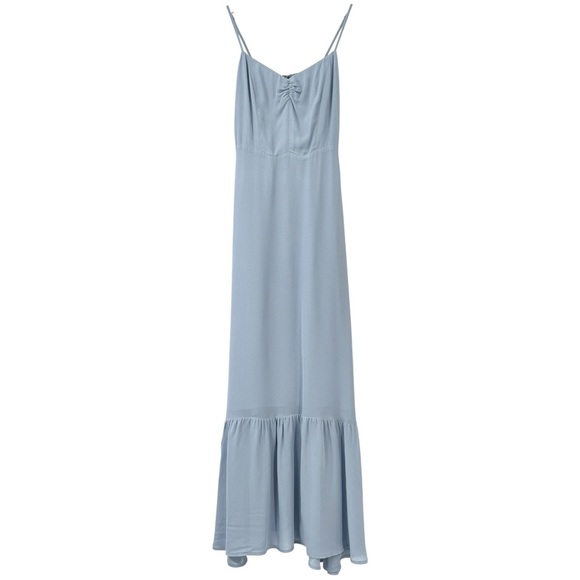 Reformation Emersyn Pastel Baby Blue Fitted Bodice Adjustable Strap Maxi Dress - Picture 2 of 9